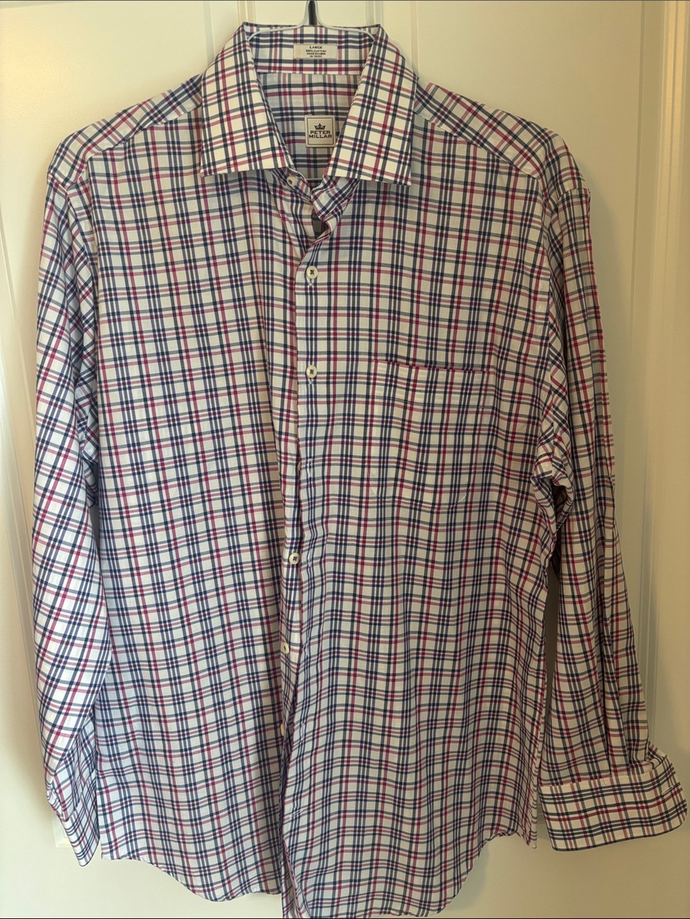 Peter Millar Men's Plaid Dress Shirt - pink & purple Check